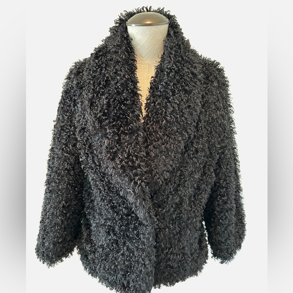 Ruby Rd. Petite Women's Black Curly Teddy Design Jacket